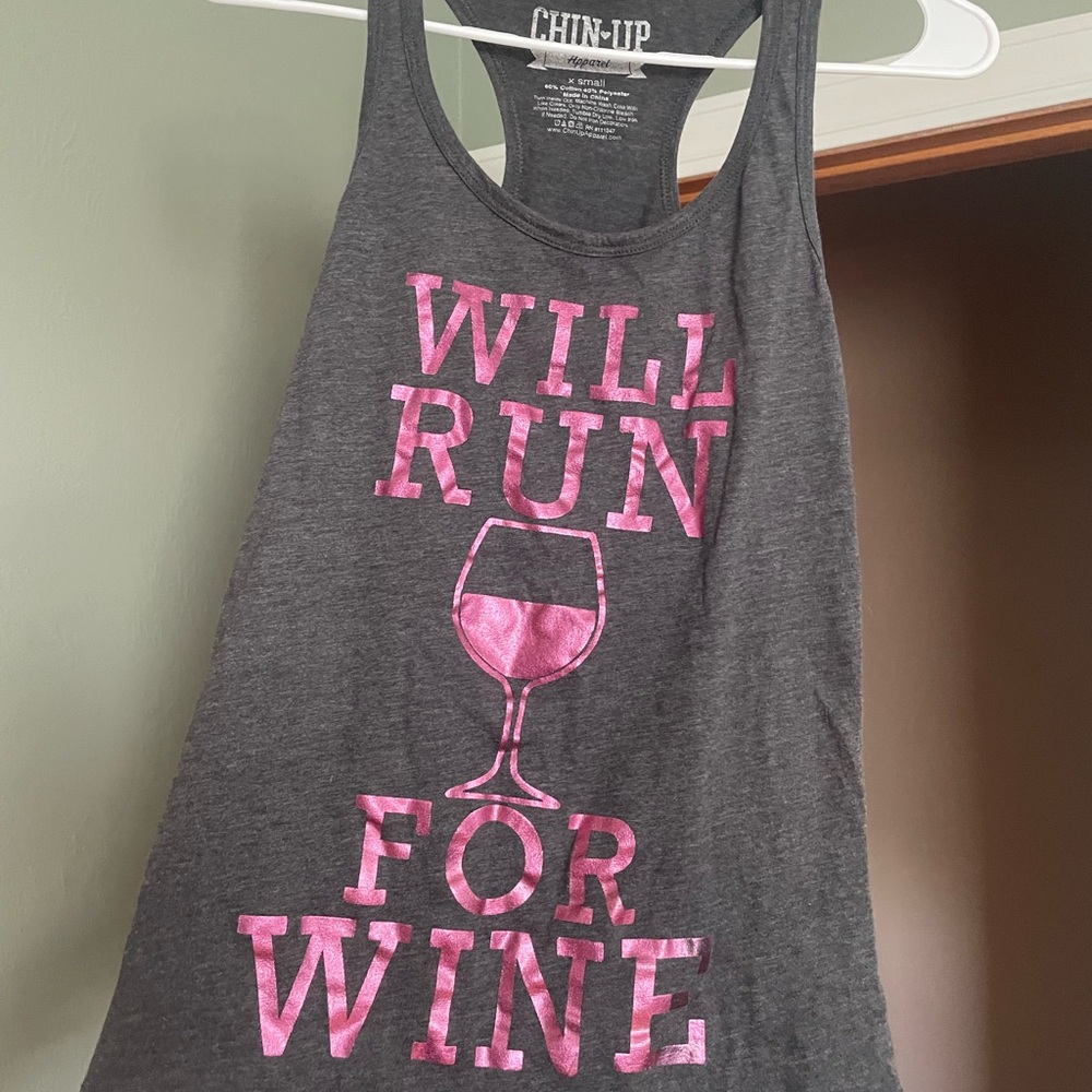 Will run for wine metallic purple athletic Tank Top